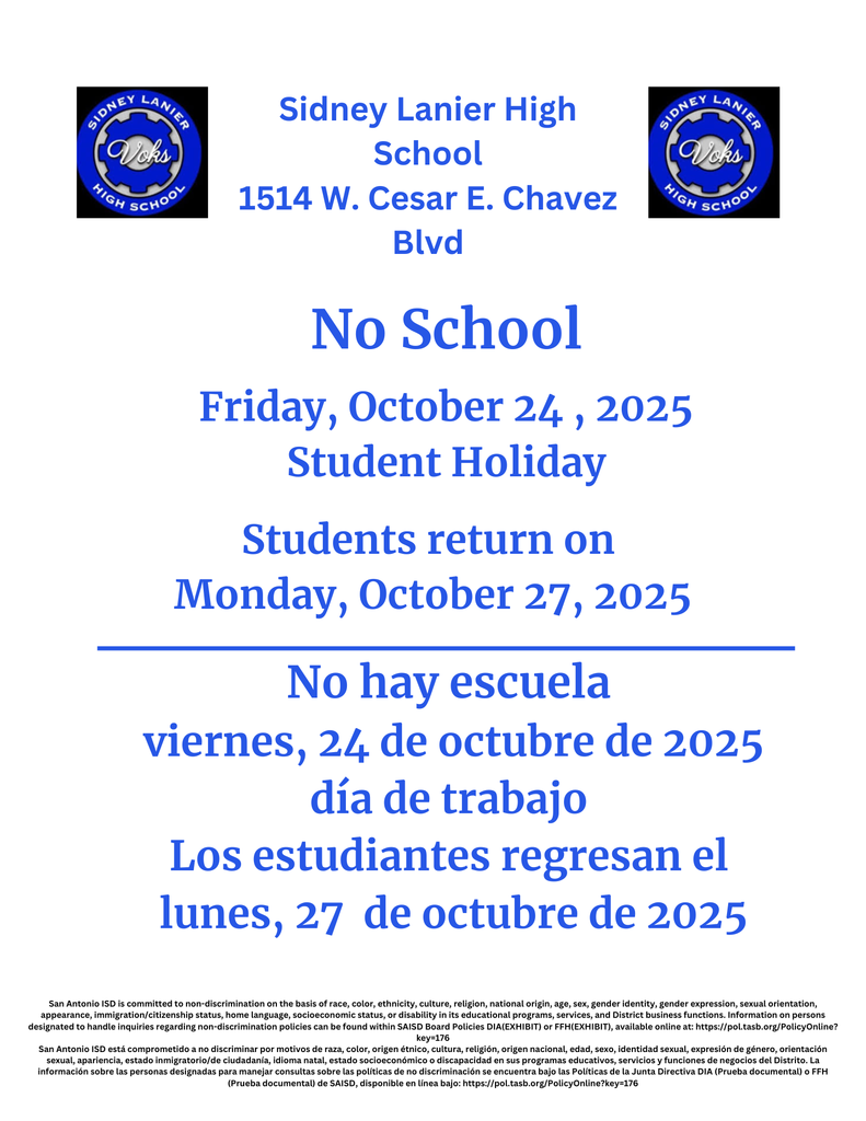 No School Friday, October 24th