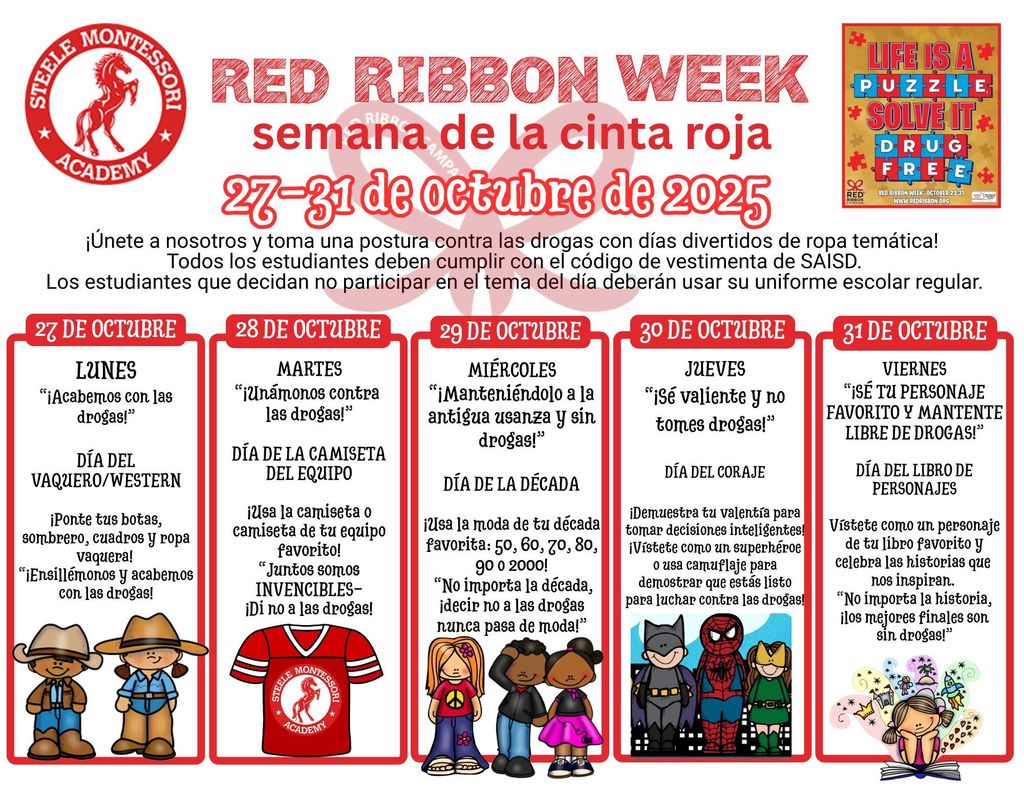 Red Ribbon Week October 2025 Spanish