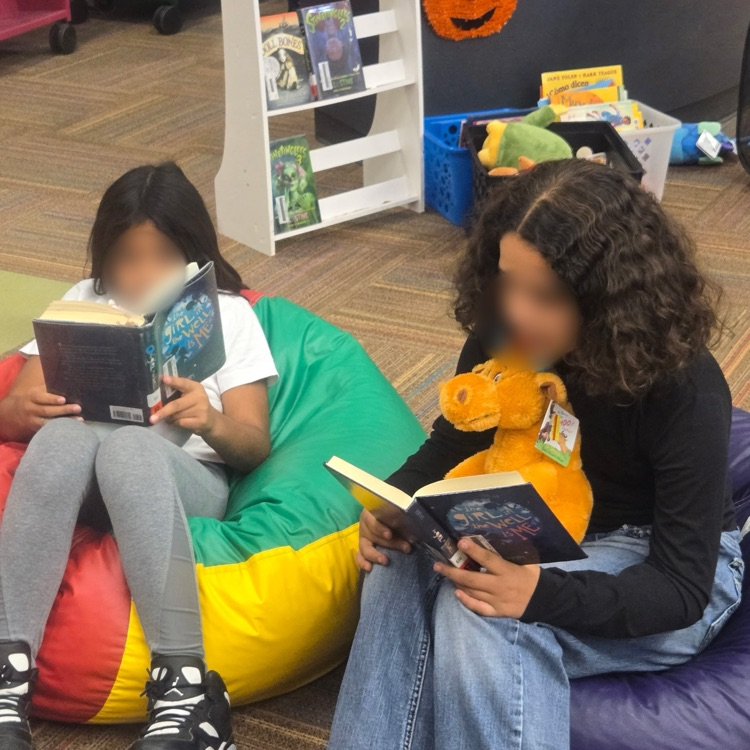 Students read with a reading buddy. 