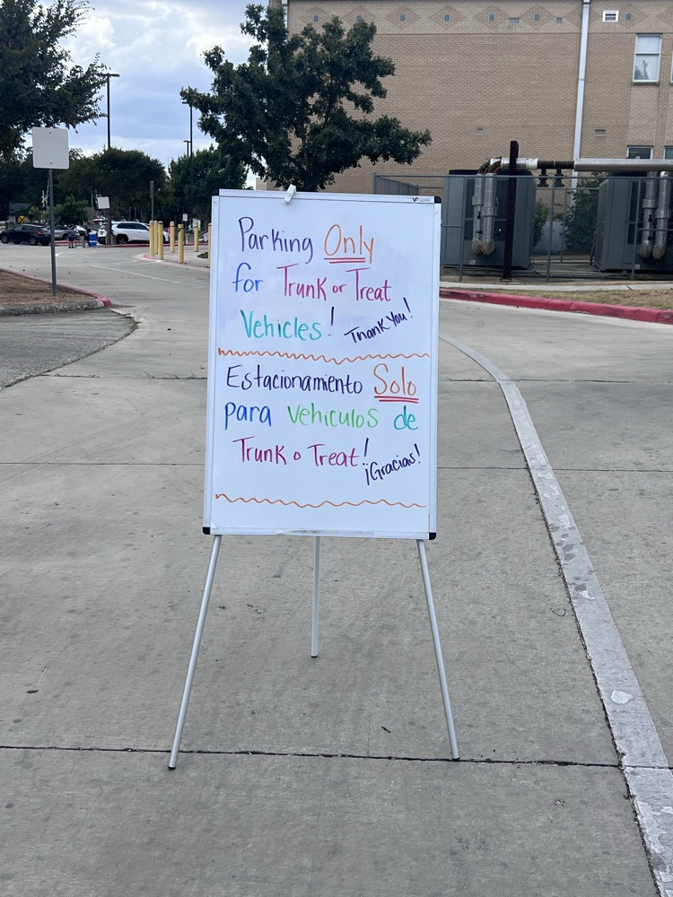 Teacher Parking Lot ONLY for parents that will be passing out candy during Trunk or Treat