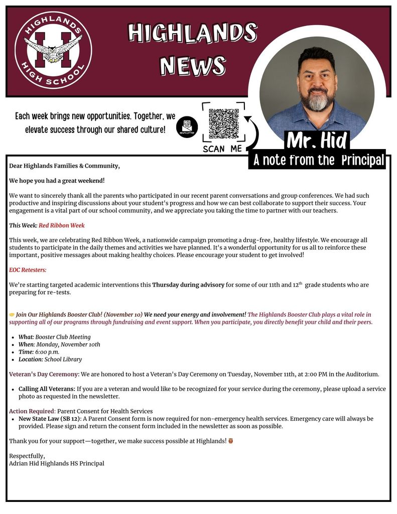 Weekly Newsletter Highlands High School