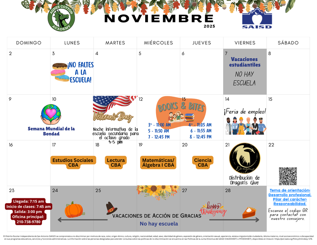 Spanish Nov. Calendar