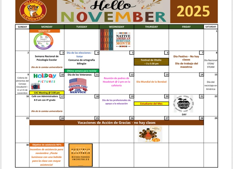 November calendar