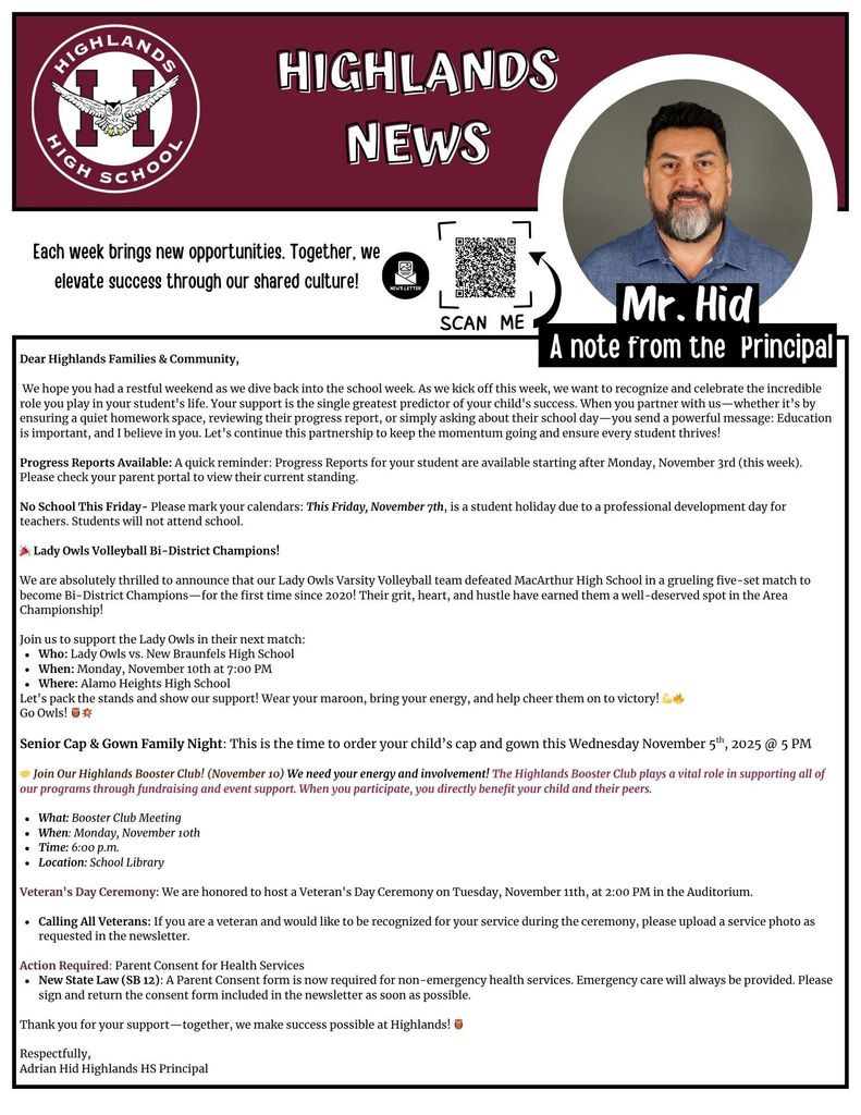 Weekly Newsletter Highlands High School