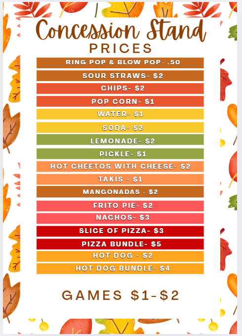 Concession Stand Prices