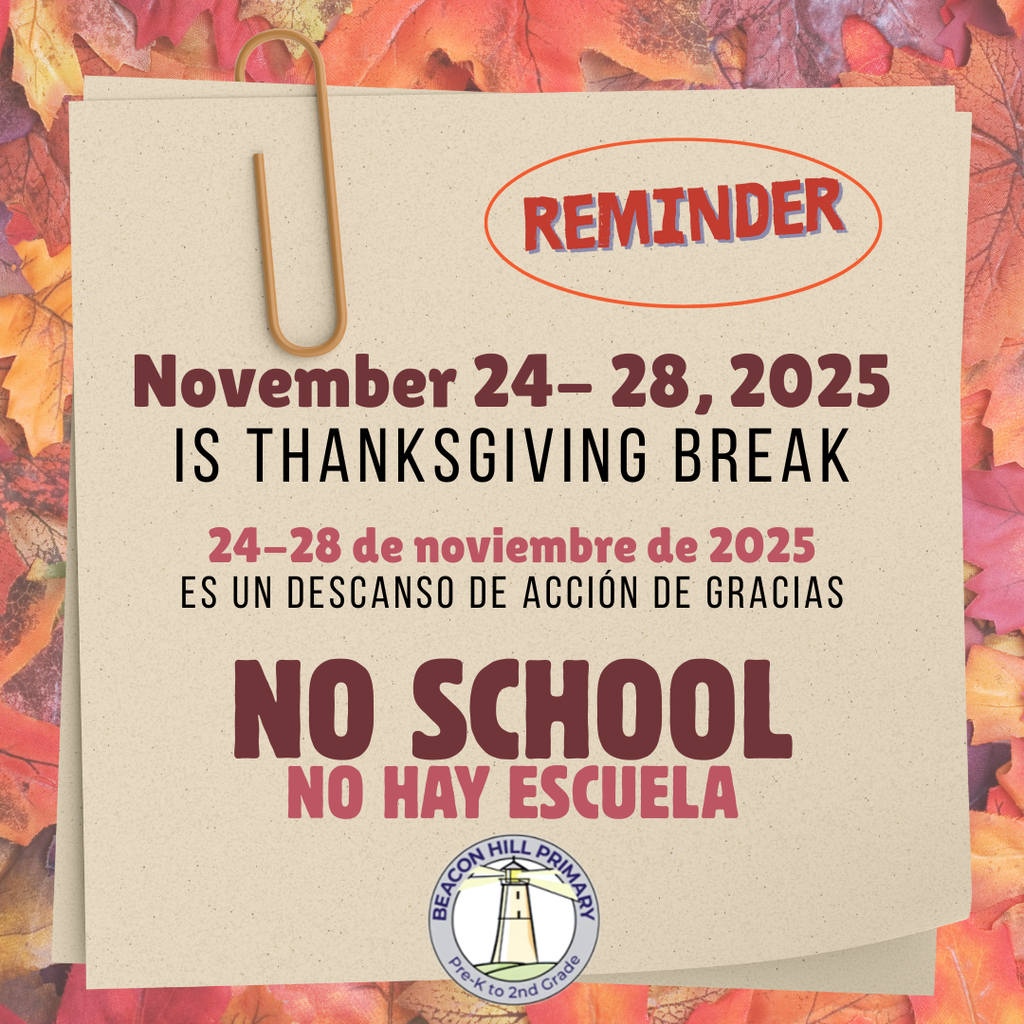 BHP nov break no school reminder