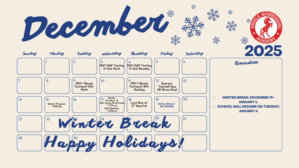 Steele Family Calendar: December 2025 (English)