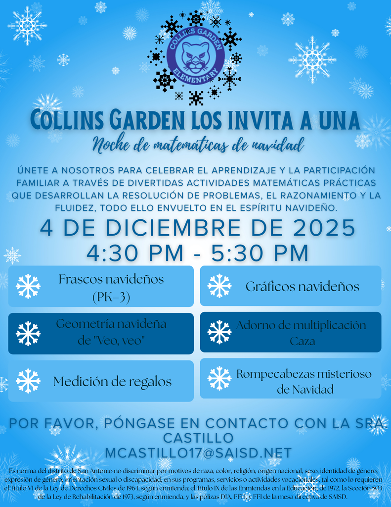 Math Night Spanish flyer