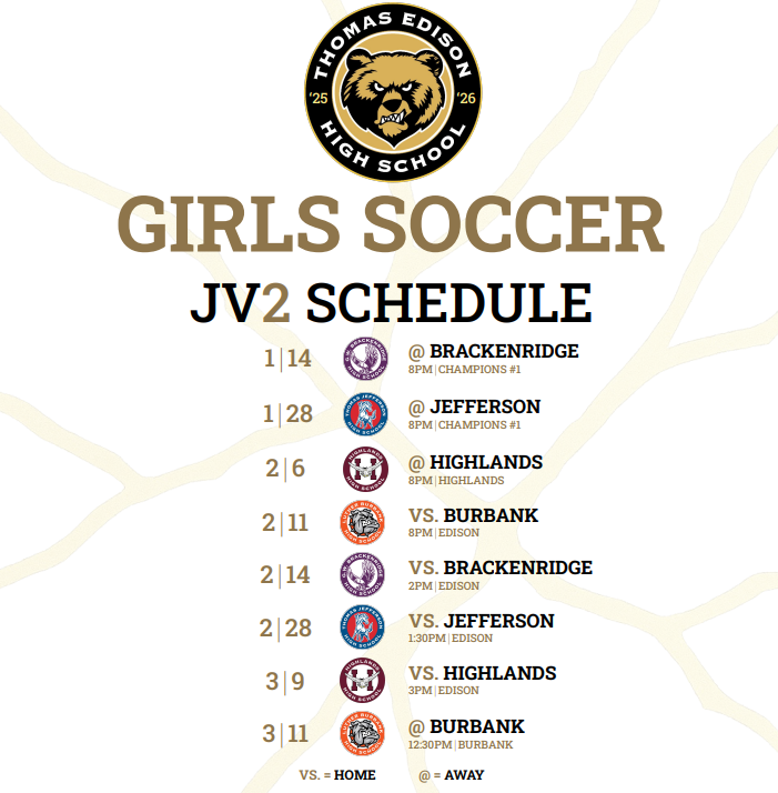 Girls Soccer JV2 Schedule