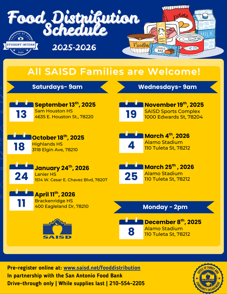 Food Distribution Schedule English