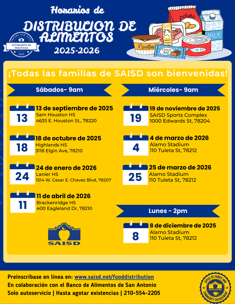 Food Distribution Schedule  Spanish