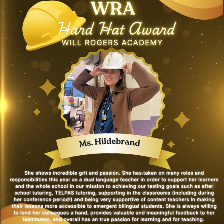Hard Hat Award winner Ms Hildebrand 