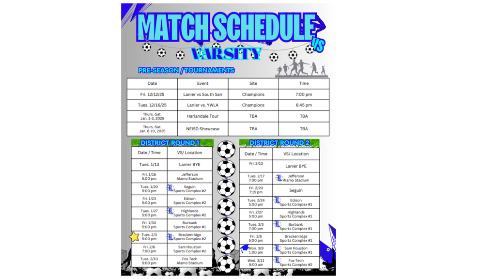 Lanier VOKS Soccer Match Schedule