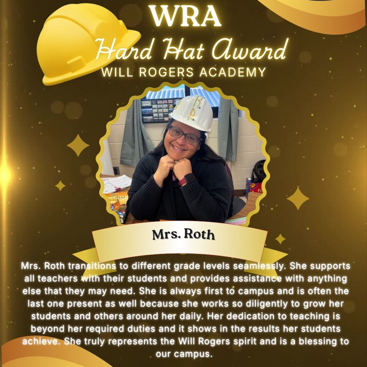 Hard Hat Award winner, Mrs Roth.