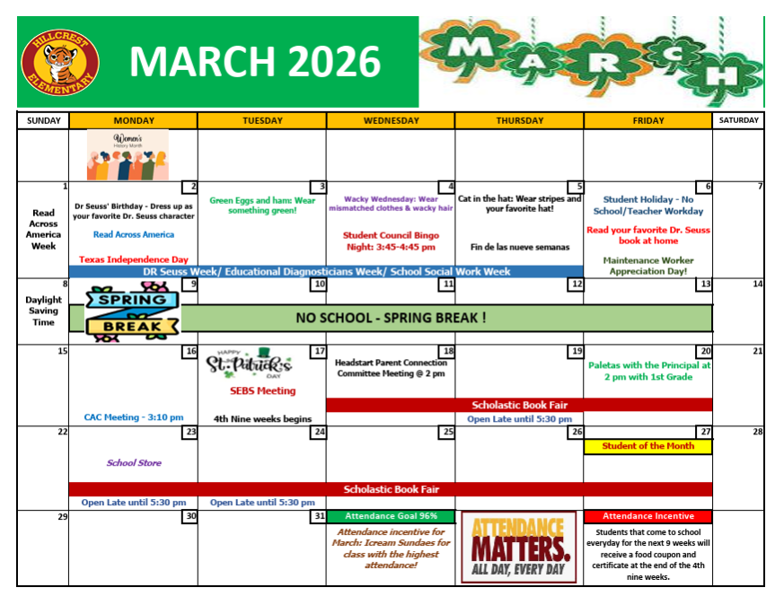 March Calendar