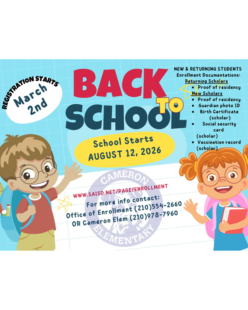 Back to School Registration Starts March 2nd