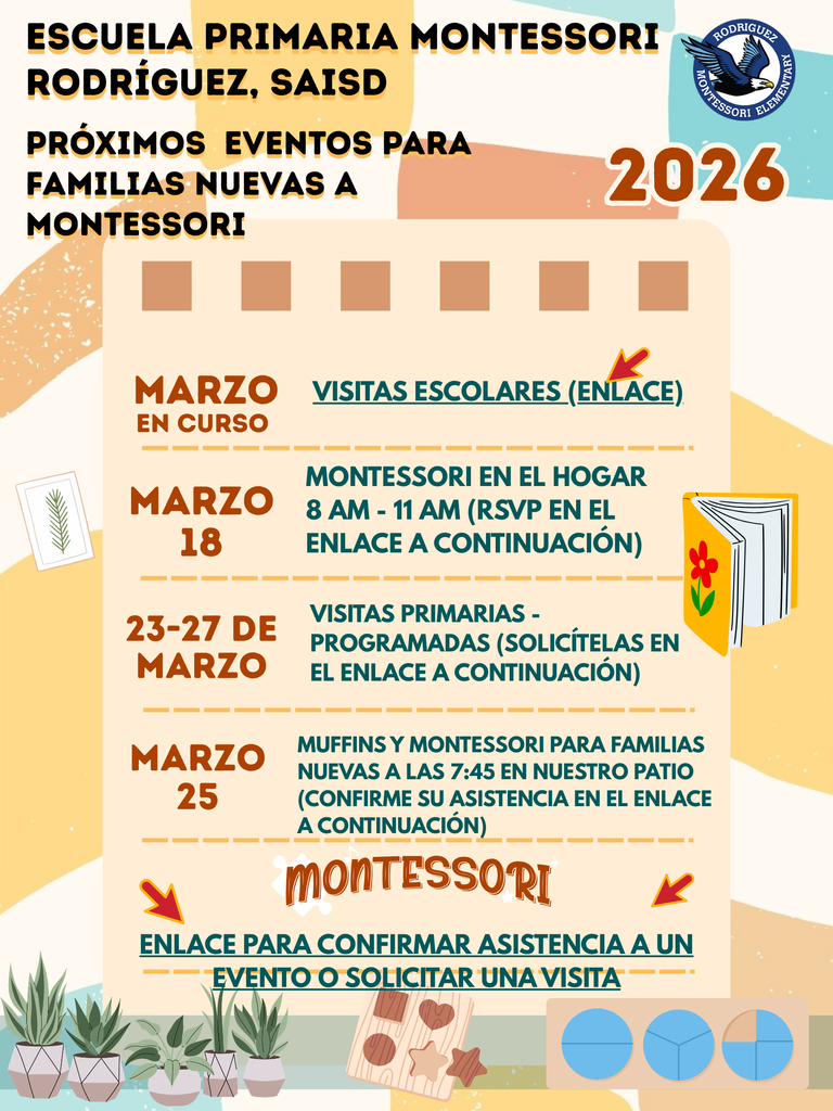 Proximos eventos para familias nuevas a montessori