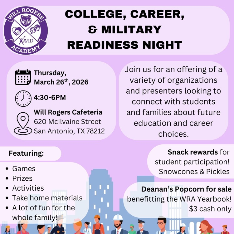 flyer advertising college and career night March 26th from 4-6:30PM
