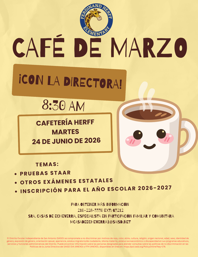 March Coffee with the Principal spanish