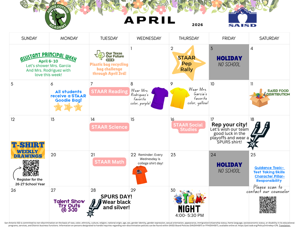 April calendar