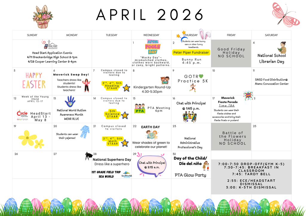 April School Calendar English