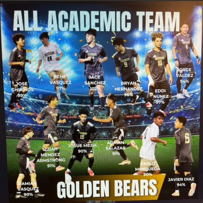 Edison Golden Bears Boys Soccer players.
