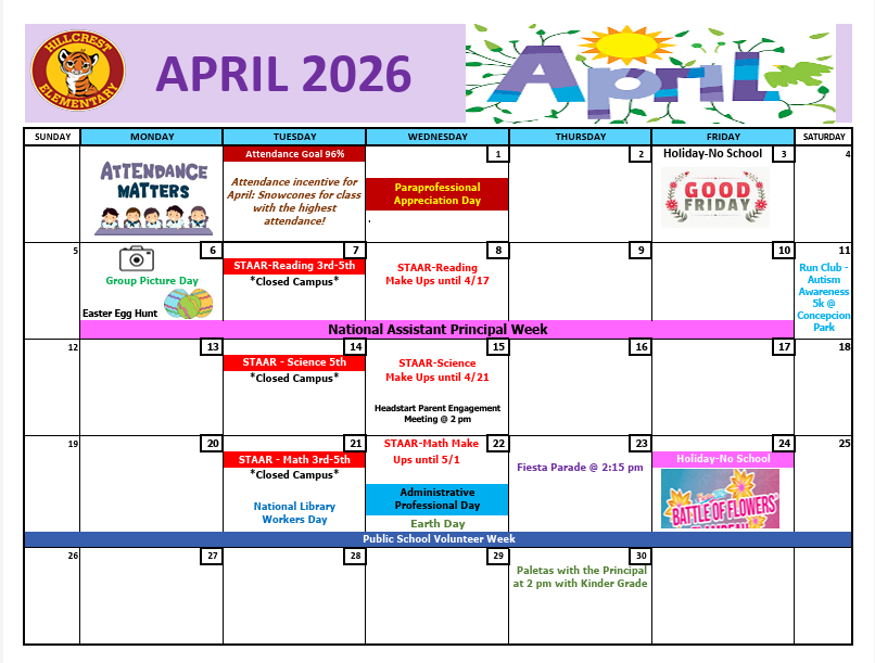 April Calendar