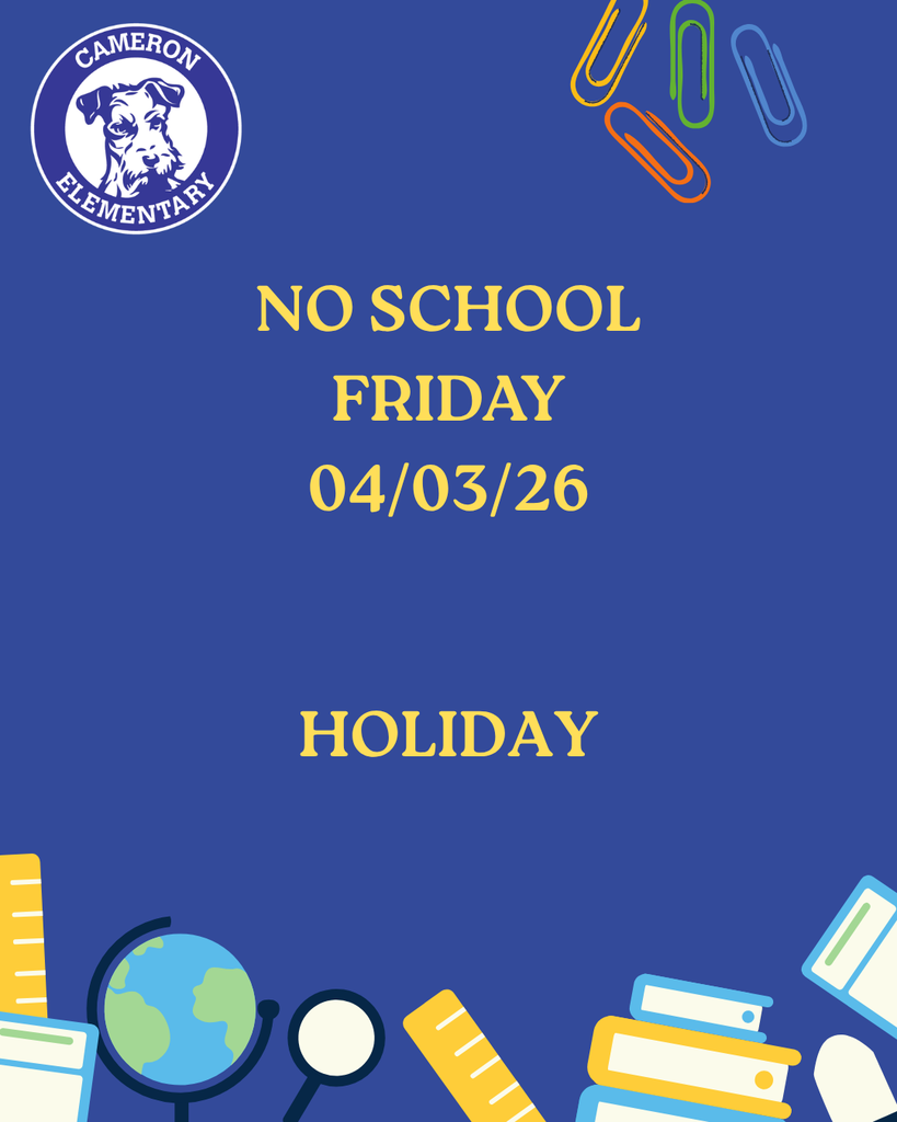 No school this Friday, April 3, 2026 due to holiday!