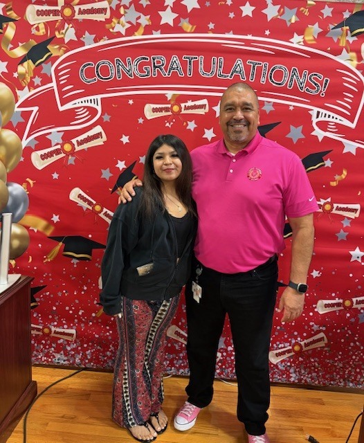 Marybelle Chavez with Principal Becerra.