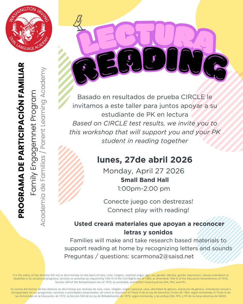 pre school literacy workshop flyer for April 27