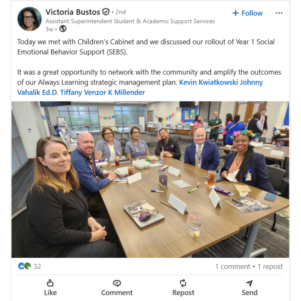 Victoria Bustos LinkedIn Post