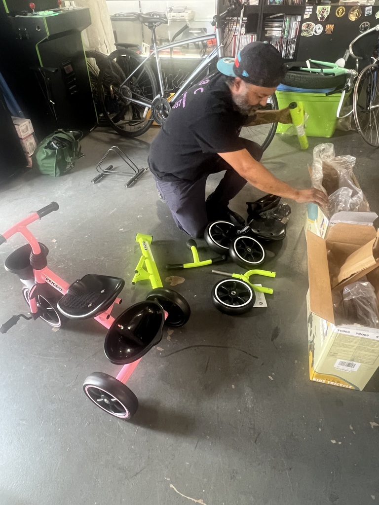 working on the bike