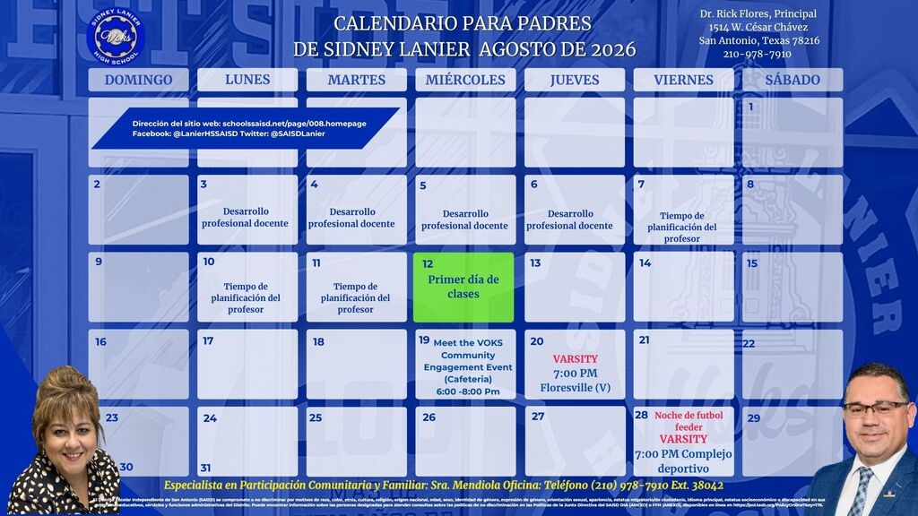 Spanish August Calendar