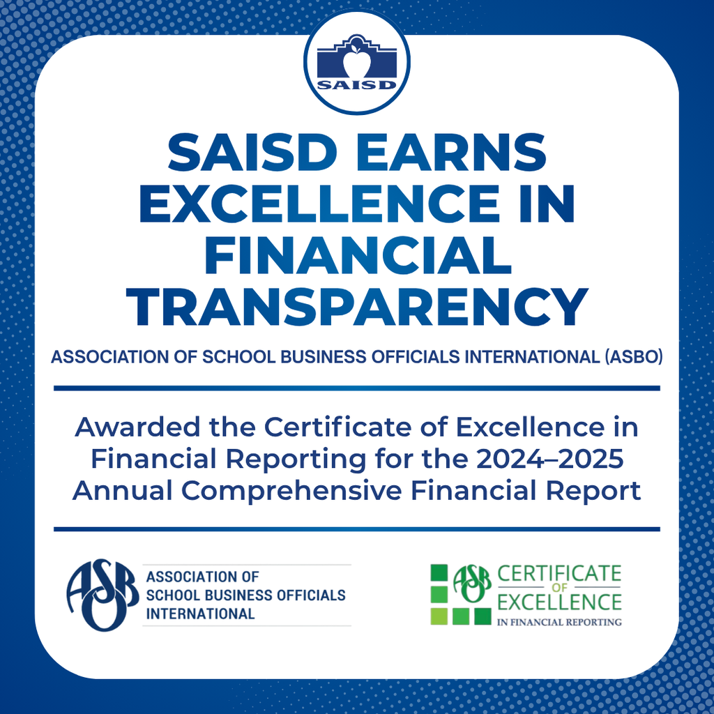 SAISD earns excellence in financial transparency from ASBO International