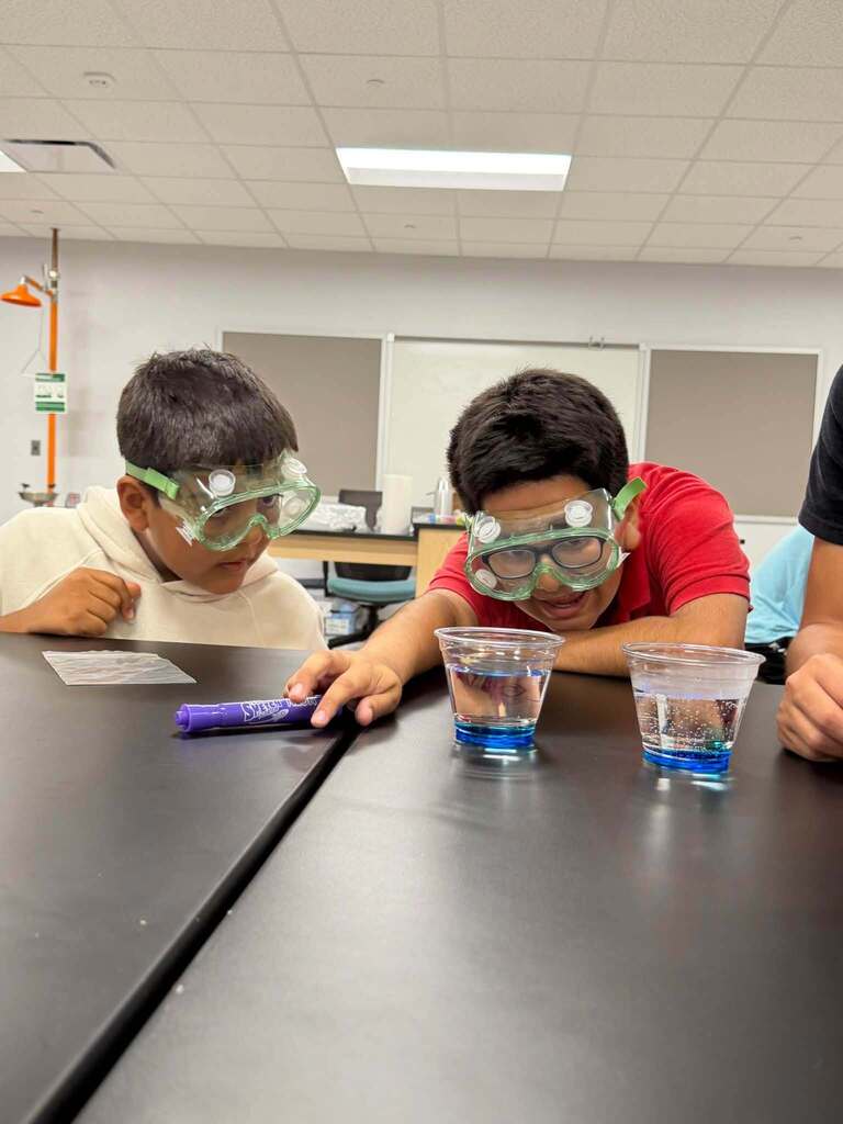 2 boys reviewing physical properties of mixtures and solutions