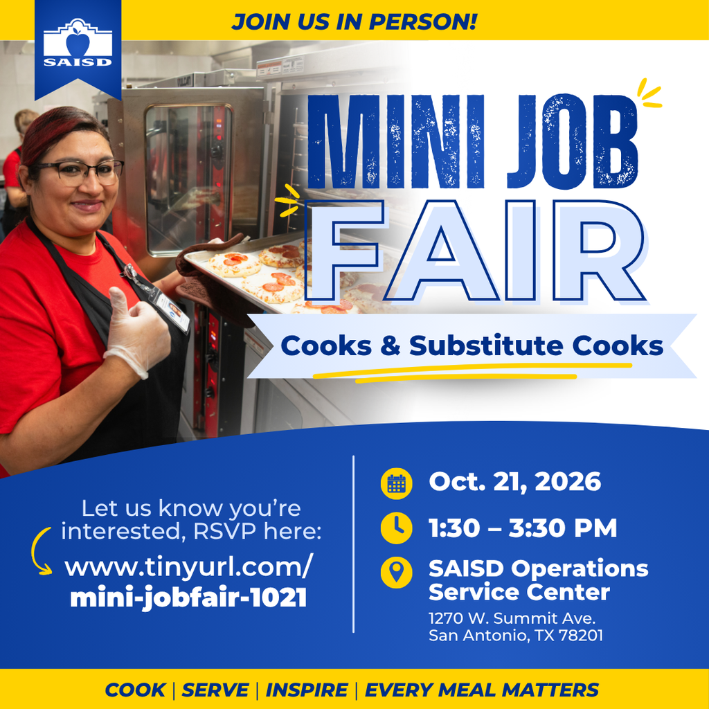 SAISD Mini Job Fair for Cooks and Substitute Cooks
