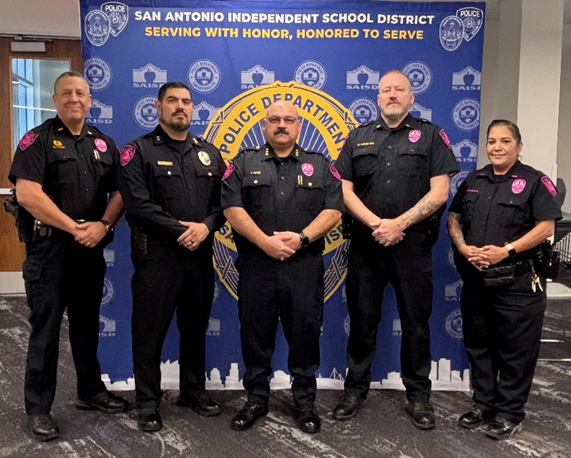 police with breast cancer awareness patches 