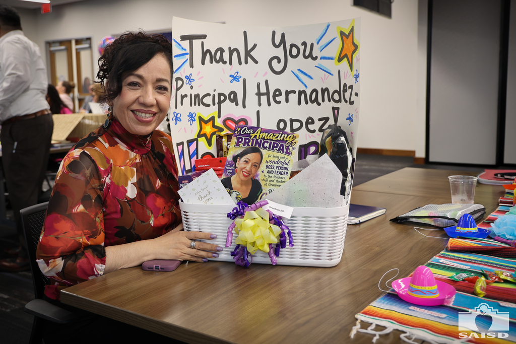 principal with a gift basket 