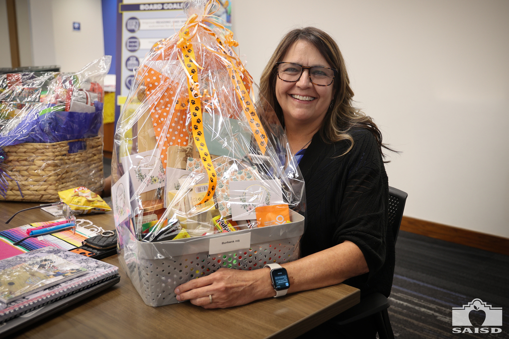 principal with a gift basket 