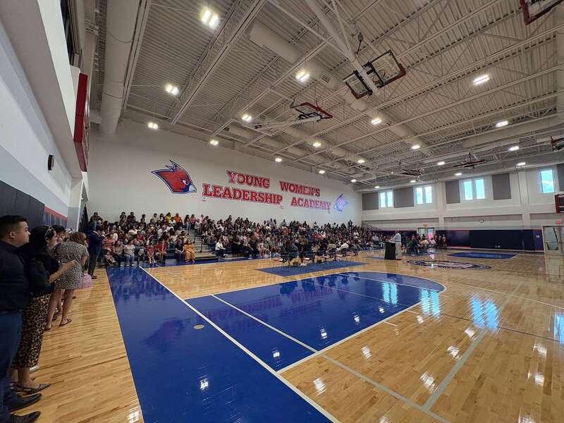 Full Bleachers in New Gymnasium