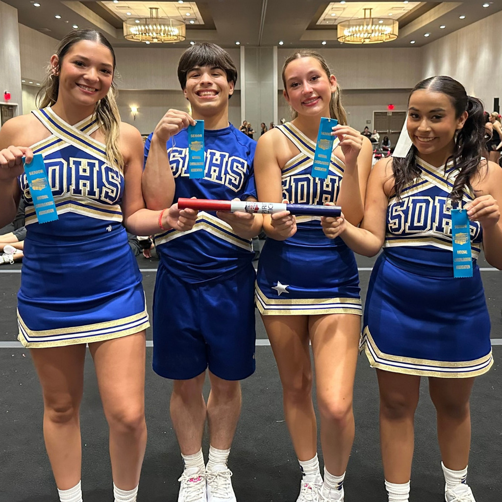 SDHS Cheer Seniors receive their Senior ribbons.