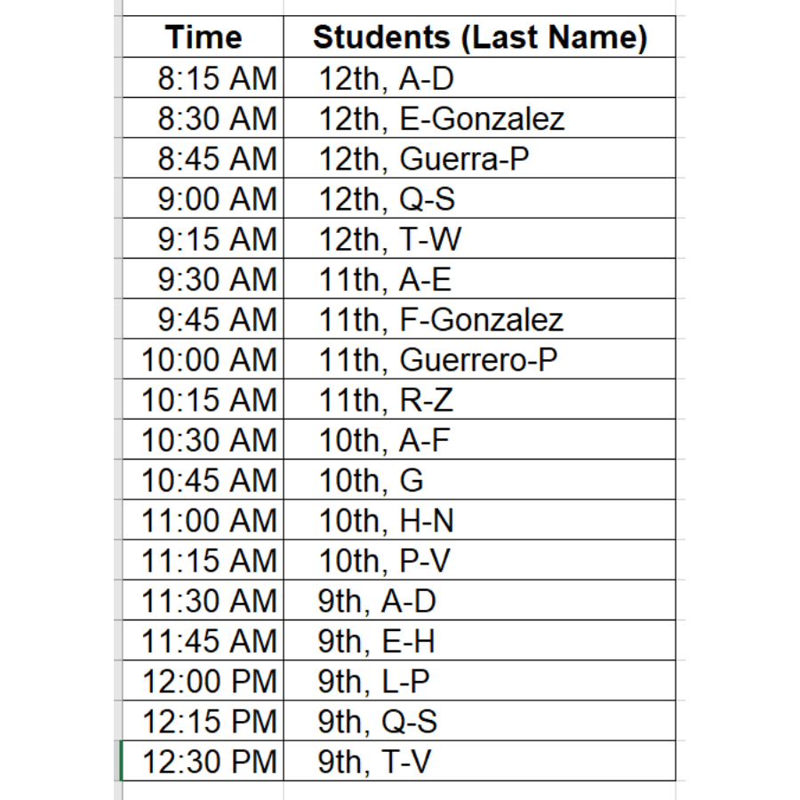 Photo Schedule by Last Name