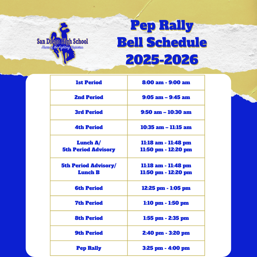 SDHS Pep Rally Schedule