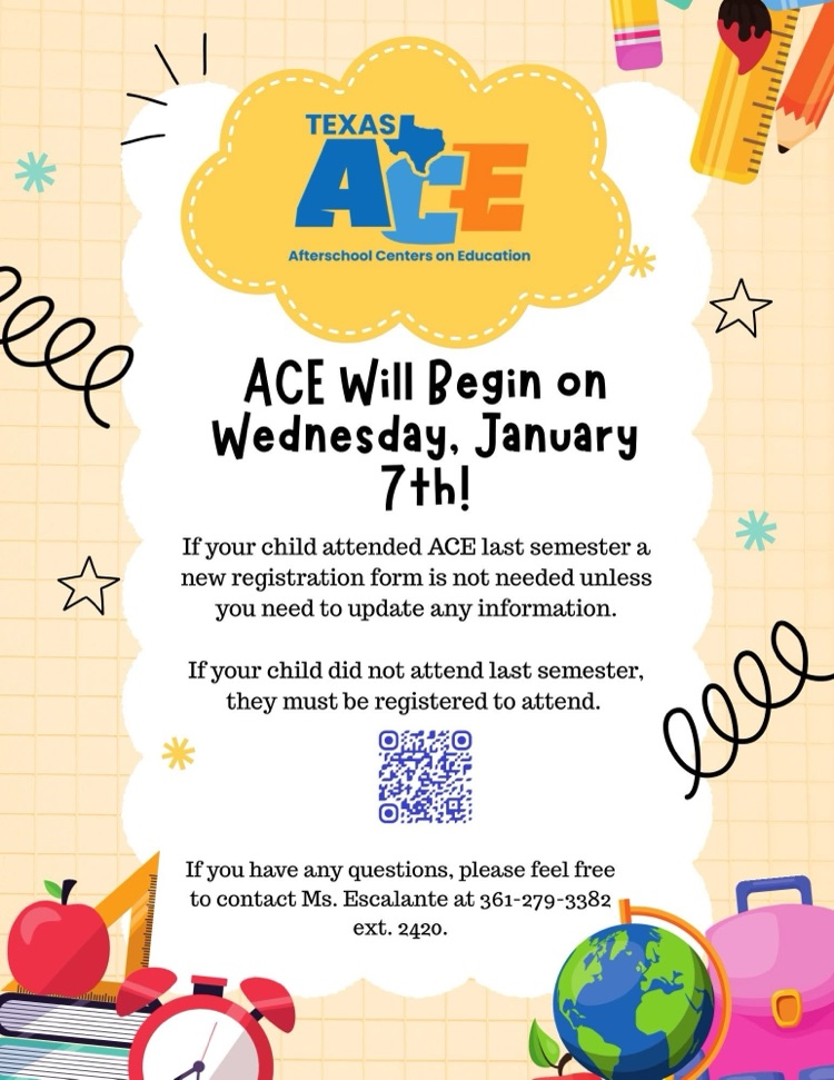 ACE program begins on Wednesday January 7th 
