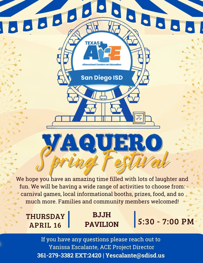 Reminder: ACE Vaquero Spring Festival, BJJH Pavilion 5:30pm