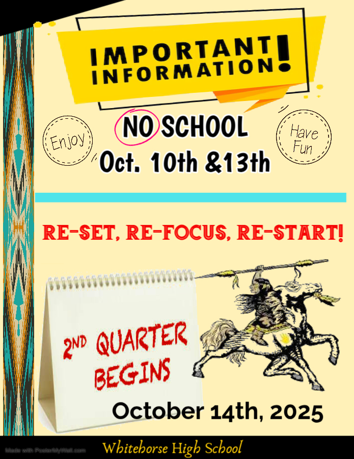 It is Fall Break (Oct 10-13) so no school. This is a great time to reset, refocus, and restart fresh for 2nd quarter, which begins on Tuesday, October 14, at 8:20 am!