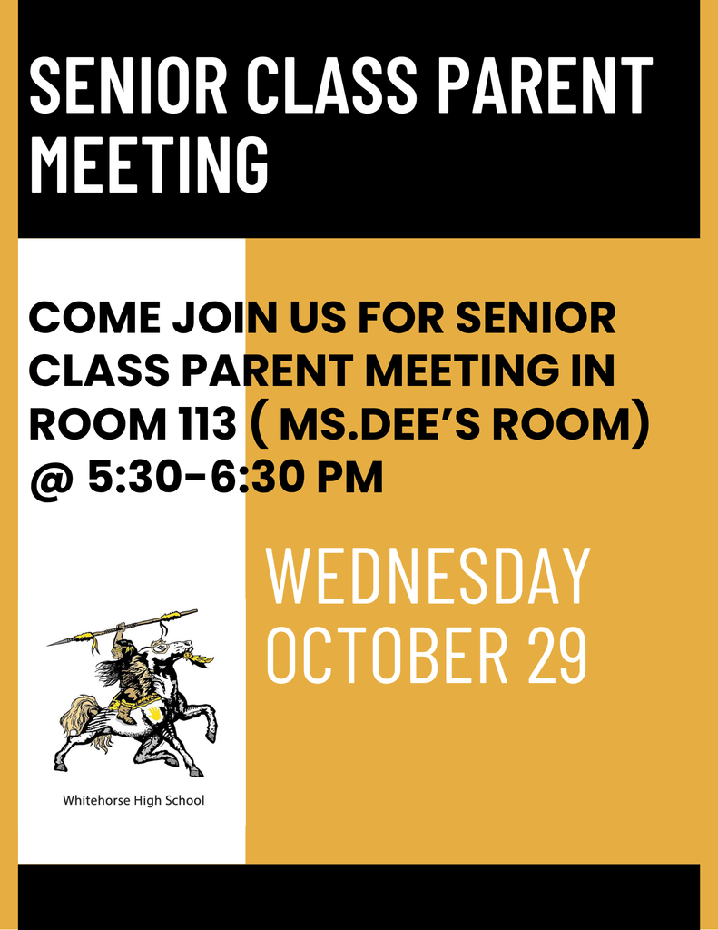 The Senior Class Parent Meeting is tomorrow (Oct 29) at 5:30 pm in Room 113.