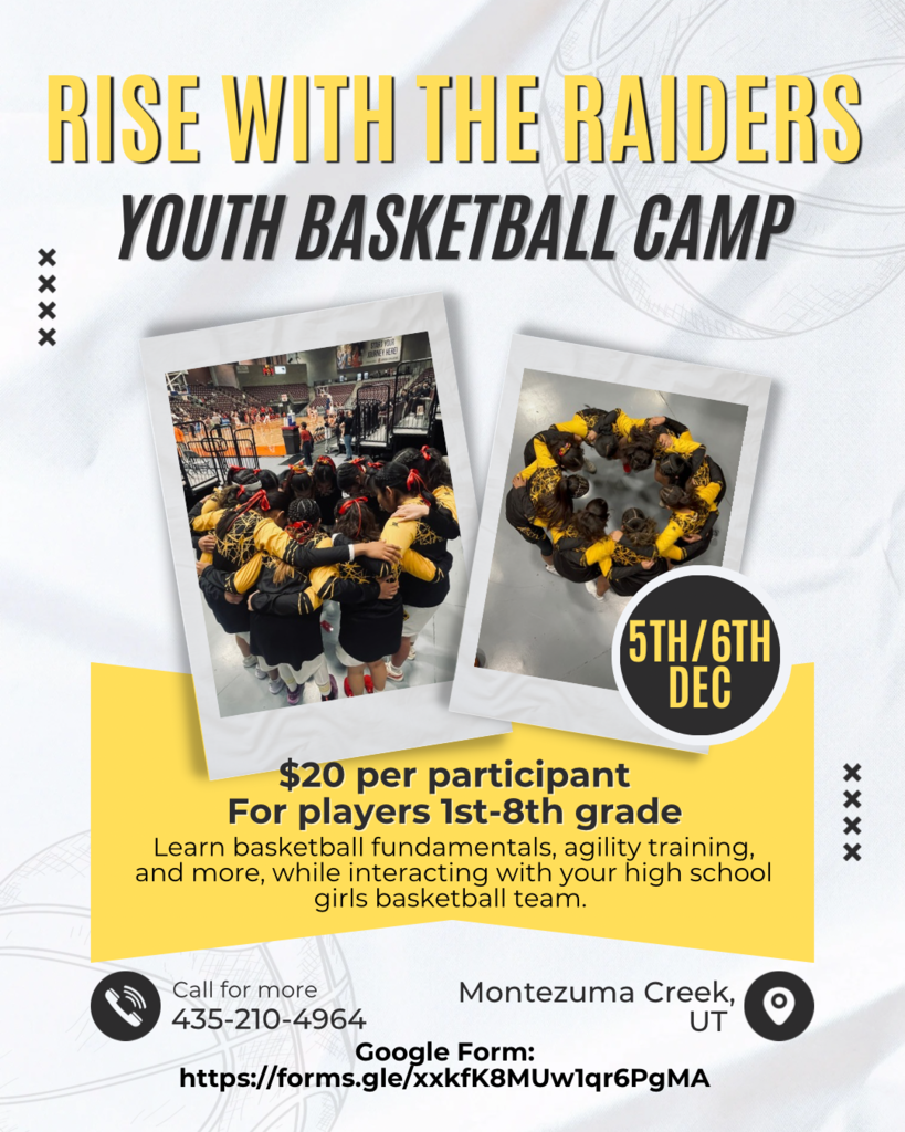 Rise with the Raiders Youth Basketball Camp is for players in 1st-8th grade. The event is on December 5 & 6.