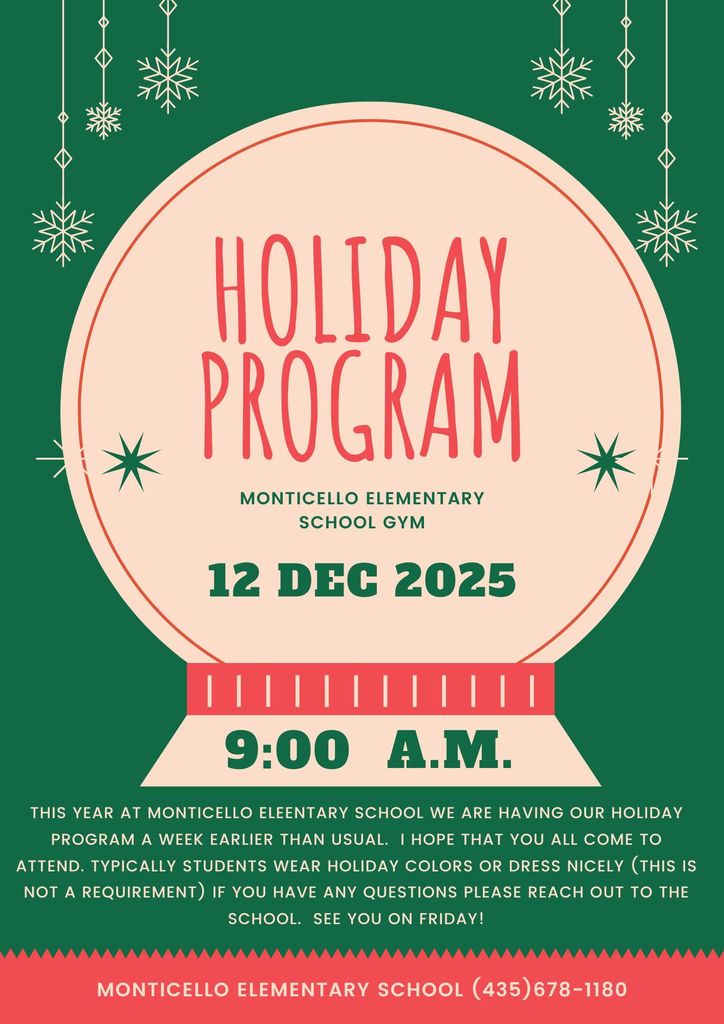 Quick reminder about the holiday program on Friday! See you there!