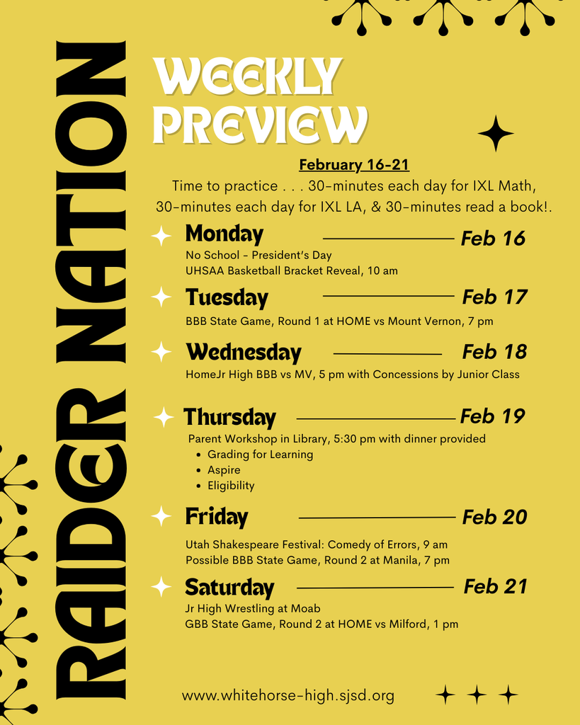 Raider Nation Weekly Preview UPDATED for February 16-21